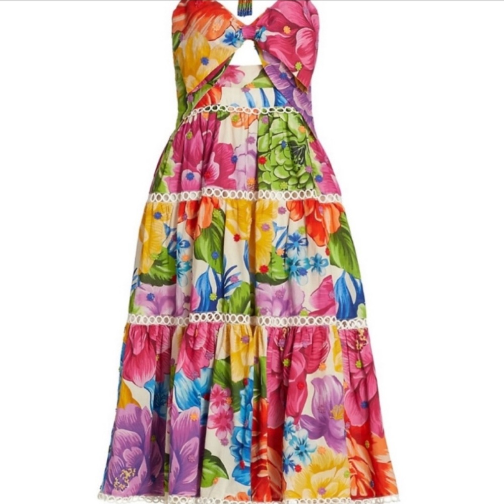 New Farm Rio Rainbow Chita Flower midi dress sz XL This dress is a show stopper! - Picture 8 of 15